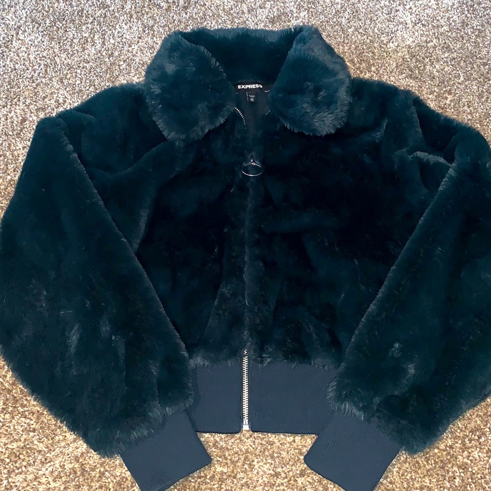 Emerald Green fuzzy jacket